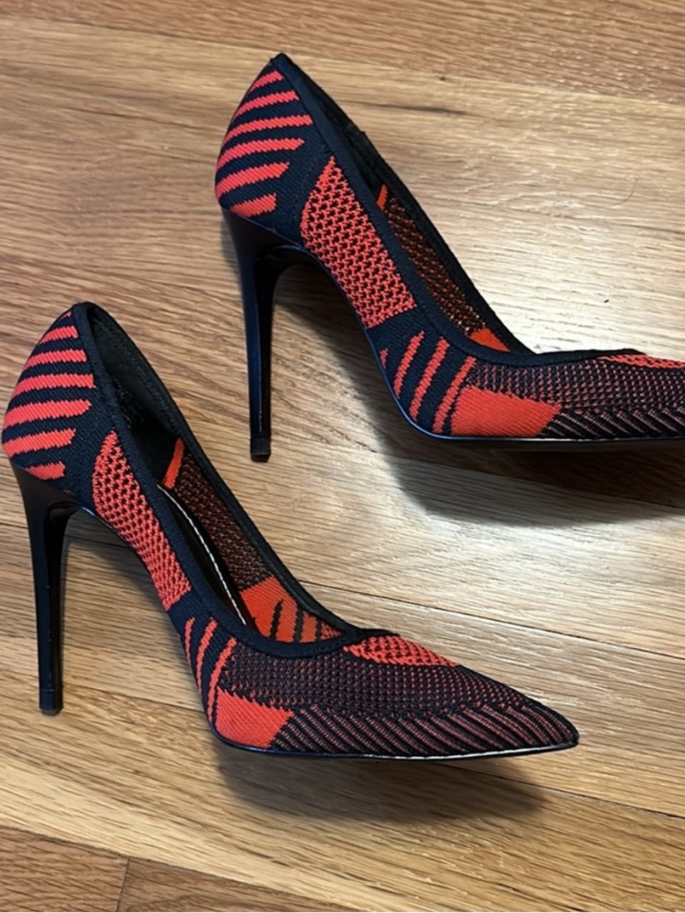 Zara Red and Black Knitted Heels 38